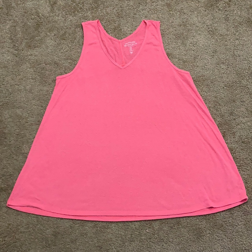 Gap Linen Blend tank top, pink. Size XL.